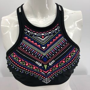Op Junior’s M Blk Embroidered Bralette Bikini Top